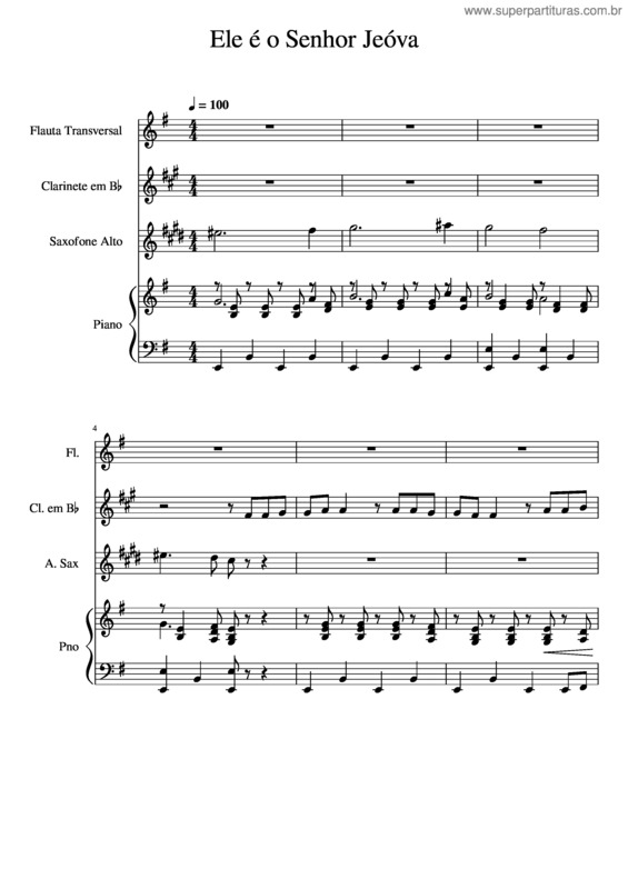 Partitura da música Ele É O Senhor Jeová