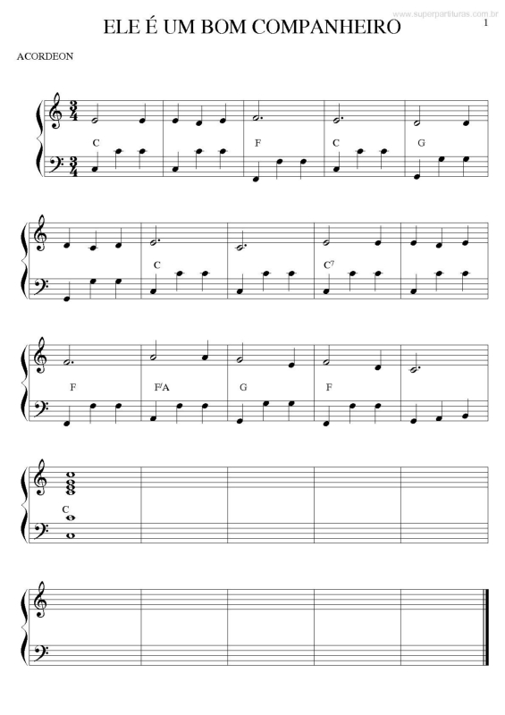 Partitura da música Ele é um bom companheiro