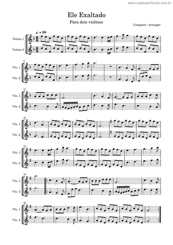 Partitura da música Ele Exaltado