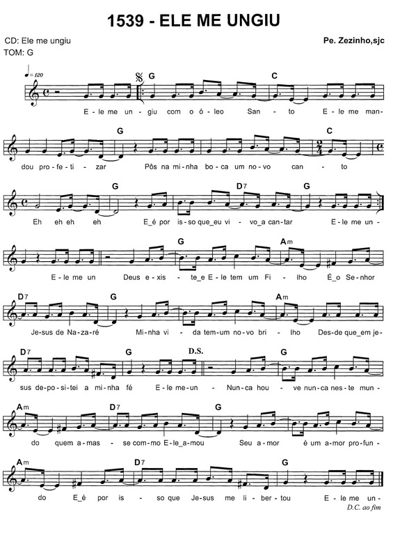 Partitura da música Ele Me Ungiu