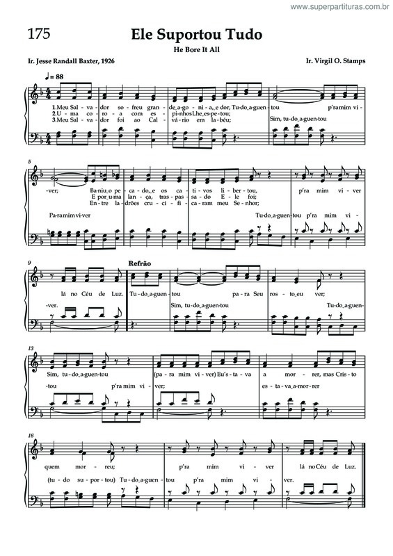 Partitura da música Ele Suportou Tudo - Hinário 175
