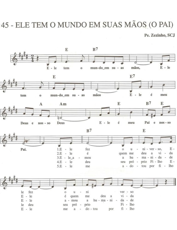 Partitura da música Ele Tem o Mundo em Suas Mãos (o Pai)