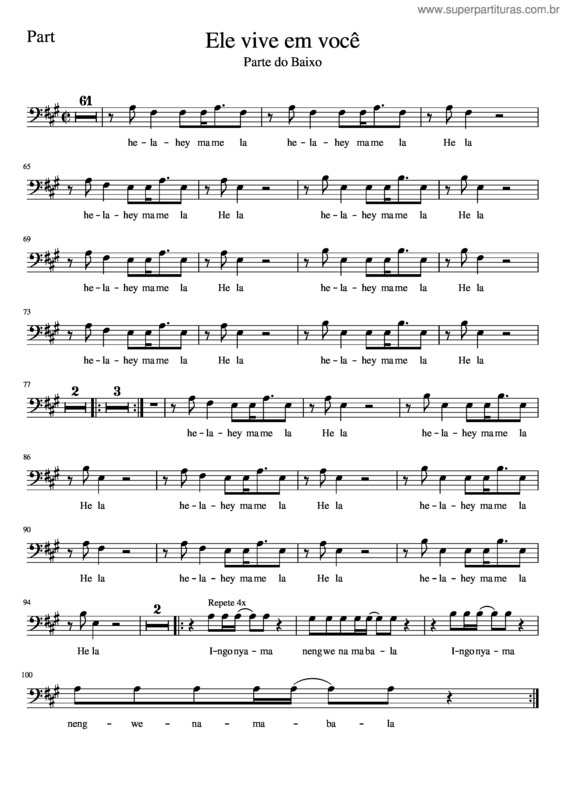 Partitura da música Ele Vive Em Voc Part