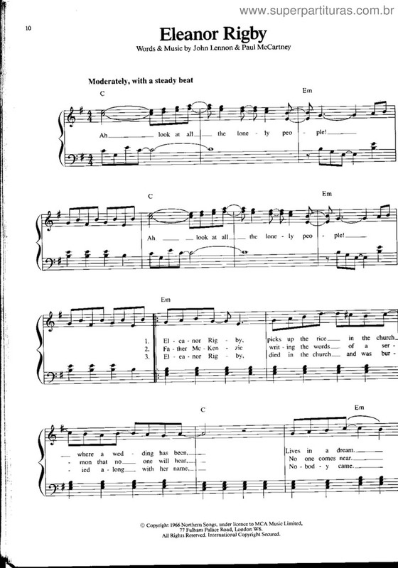 Partitura da música Eleanor Rigby v.11