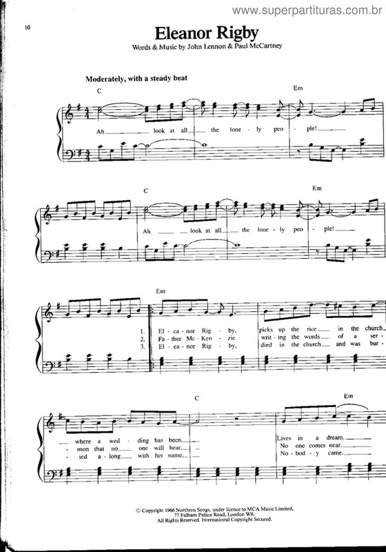 Partitura da música Eleanor Rigby v.11