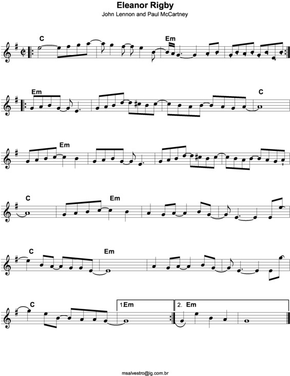 Partitura da música Eleanor Rigby v.12