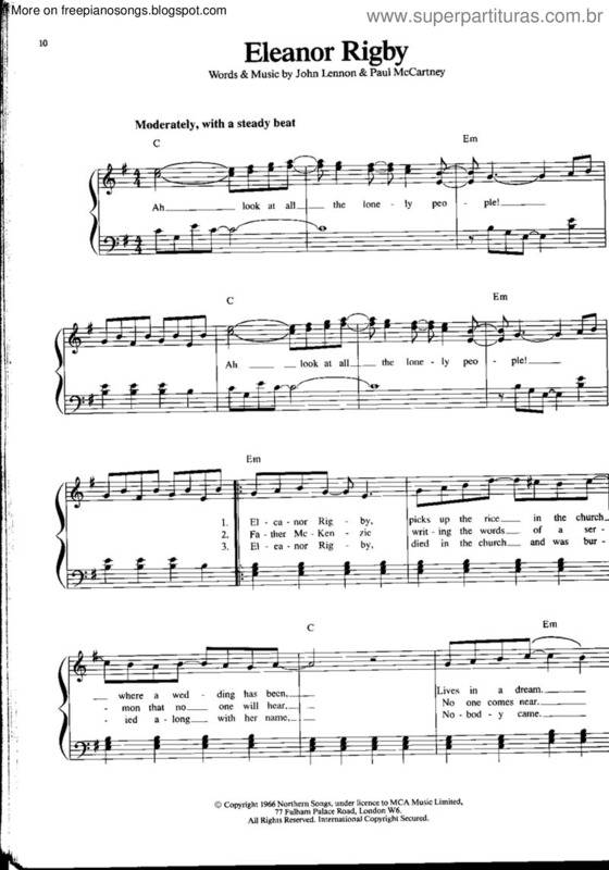 Partitura da música Eleanor Rigby v.15