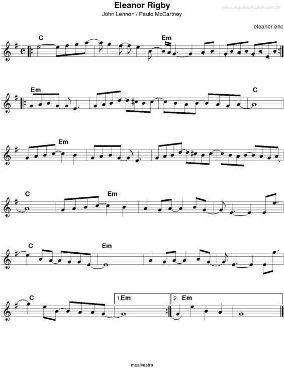 Partitura da música Eleanor Rigby v.3