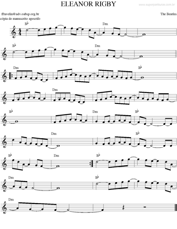 Partitura da música Eleanor Rigby v.4