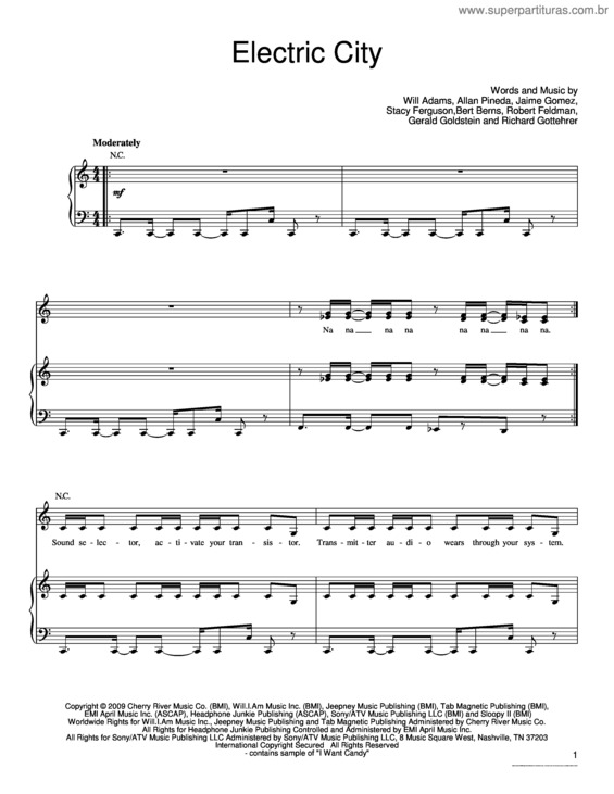 Partitura da música Electric City