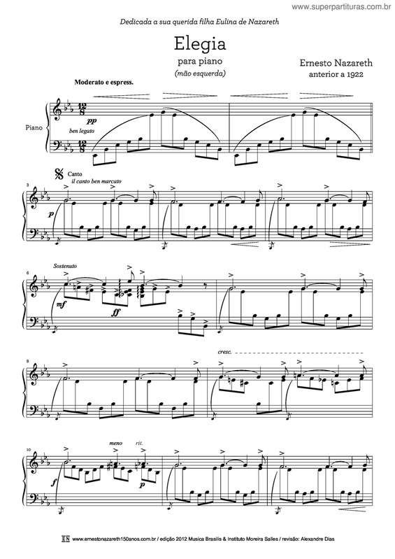 Partitura da música Elegia v.2