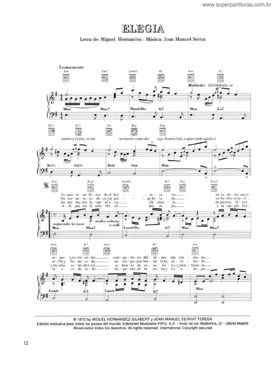 Partitura da música Elegía v.4