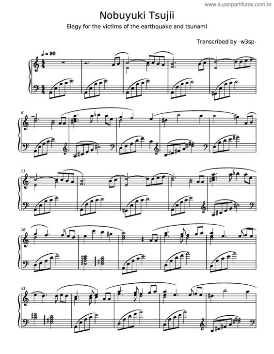 Partitura da música Elegy For The Victims Of The Earthquake And Tsunami – Tsujii Nobuyuki