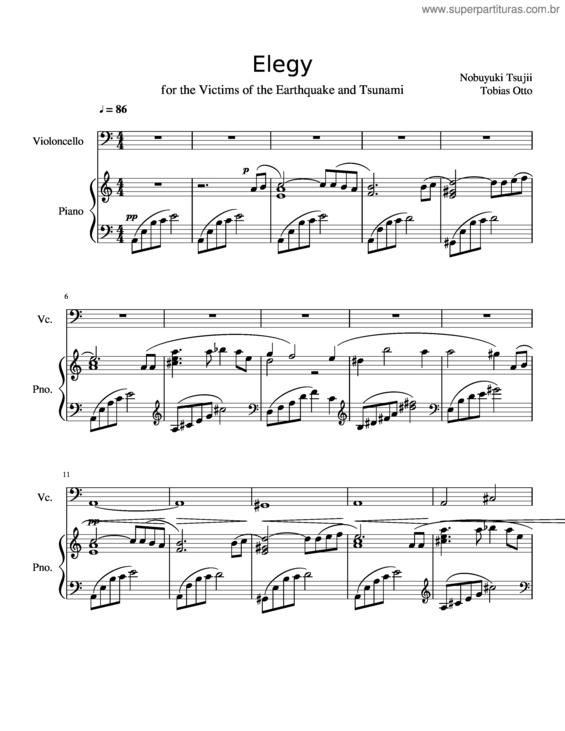 Partitura da música Elegy