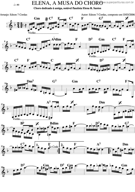 Partitura da música Elena, A Musa Do Choro v.2