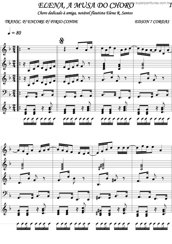 Partitura da música Elena, A Musa Do Choro