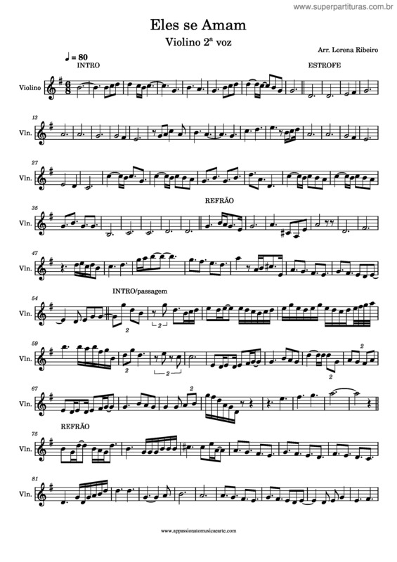 Partitura da música Eles Se Amam – Vocal Livre