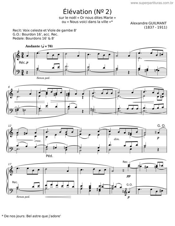 Partitura da música Élévation, Organ Album, Vol. 3, No. 11 – L`Organiste Pratique, Livre 1, Op. 39 – Alexandre Guilman v.2