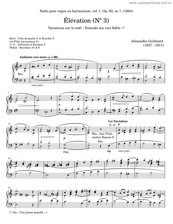 Partitura da música Élévation, Organ Album, Vol. 3, No. 11 – L`Organiste Pratique, Livre 1, Op. 39 – Alexandre Guilman v.3