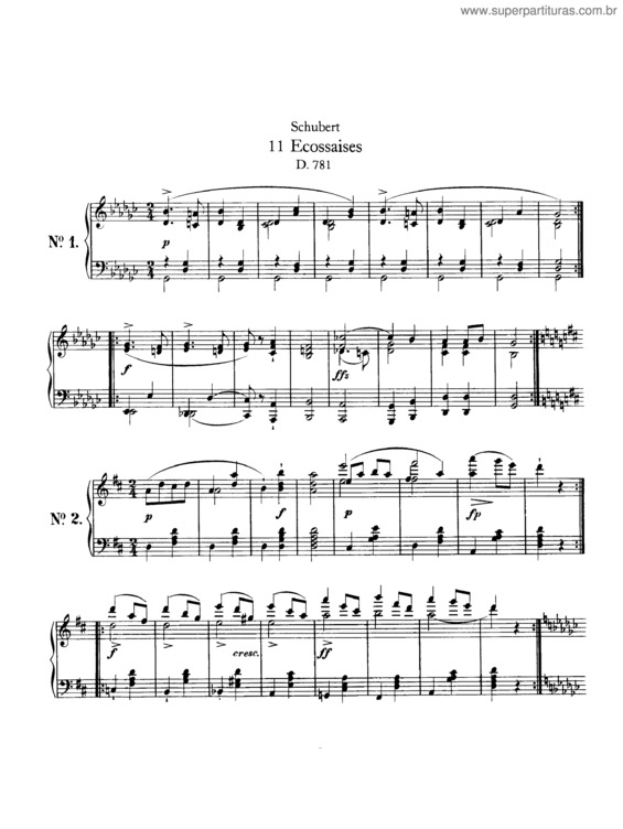 Partitura da música Eleven Écossaises