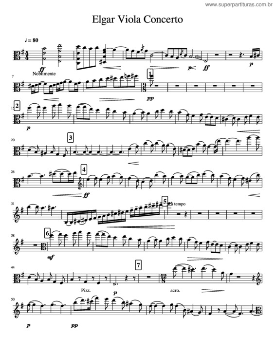 Partitura da música Elgar Cello Concerto – Transcribed For Viola