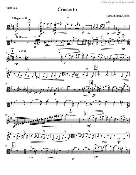 Partitura da música Elgar Cello Concerto Transcribed For Viola