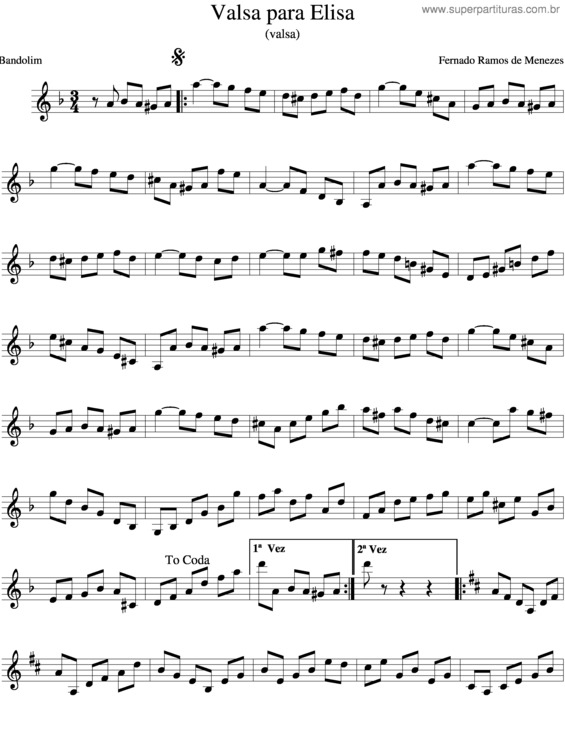 Partitura da música Elisa