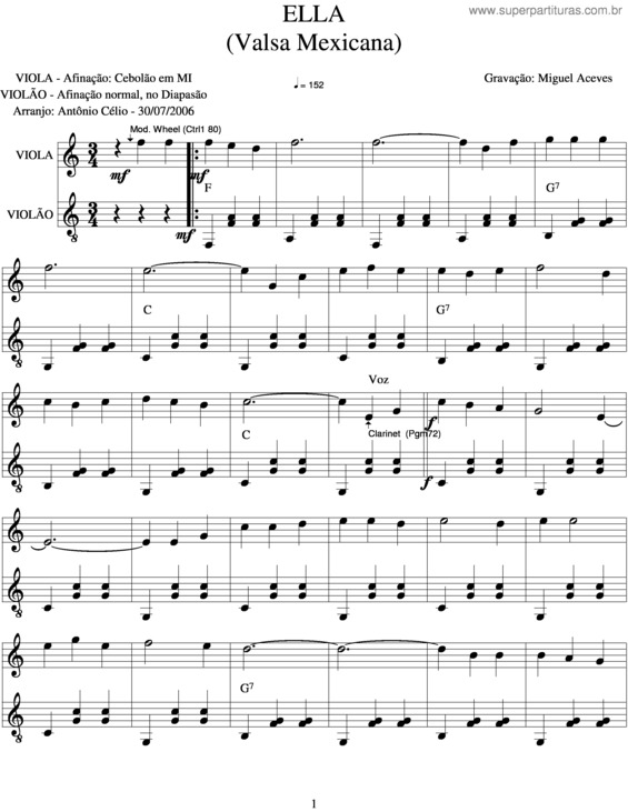 Partitura da música Ella