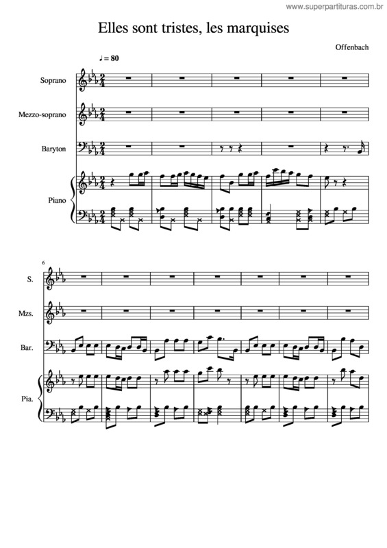 Partitura da música Elles Sont Tristes, Les Marquises