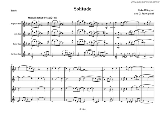 Partitura da música Ellington – Solitude