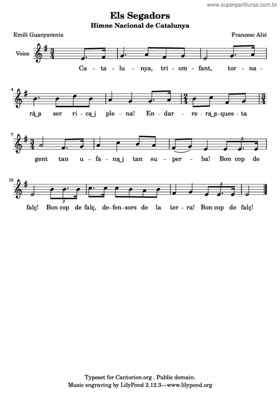 Partitura da música Els Segadors