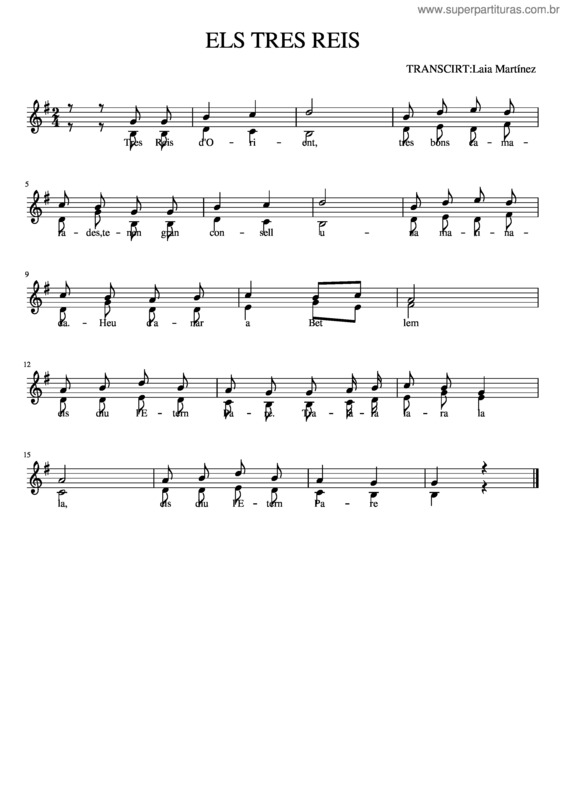Partitura da música Els Tres Reis