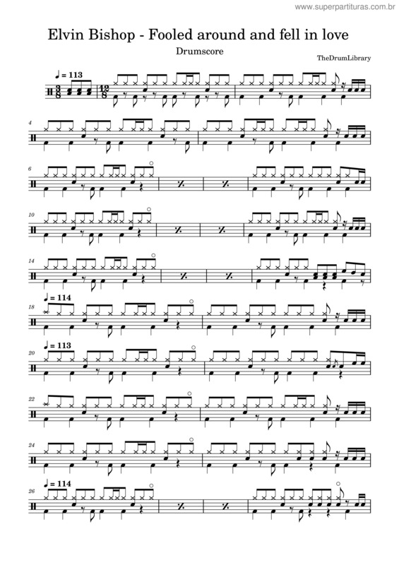 Partitura da música Elvin Bishop – Fooled Around And Fell In Love – Drumscore