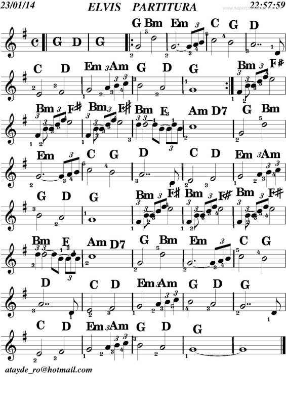 Partitura da música Elvis Partitura