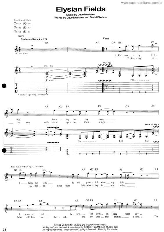 Partitura da música Elysian Fields