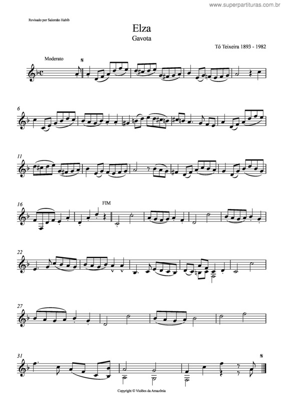 Partitura da música Elza