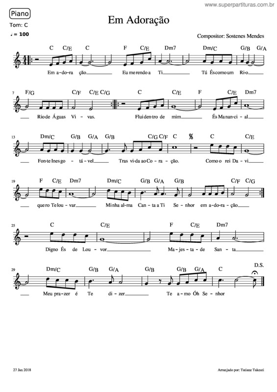 Partitura da música Em Adoração v.2