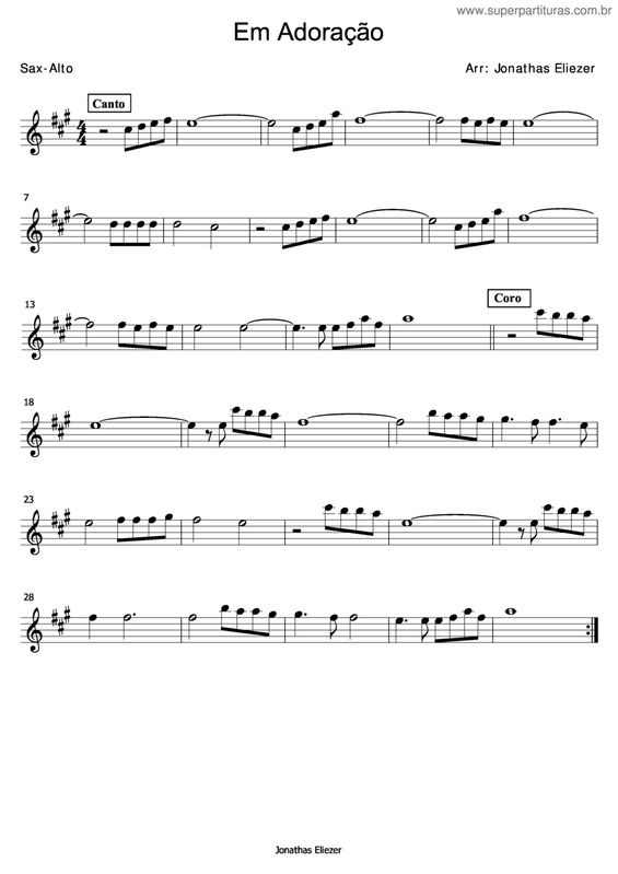 Partitura da música Em Adoração