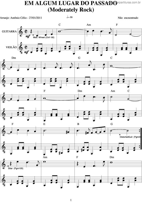 Partitura da música Em Algum Lugar Do Passado v.3