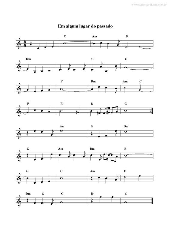 Partitura da música Em Algum Lugar Do Passado