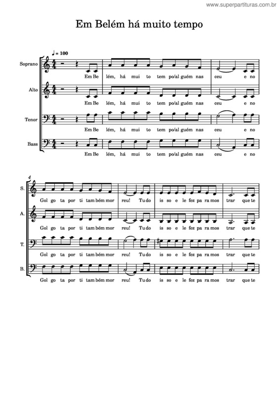Partitura da música Em Belem Ha Muito Tempo