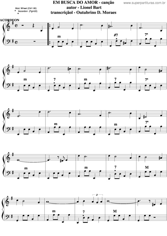 Partitura da música Em Busca Do Amor v.2