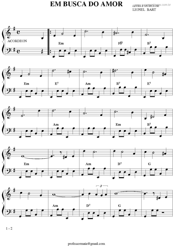 Partitura da música Em Busca Do Amor