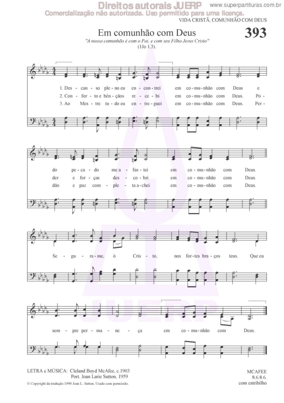 Partitura da música Em Comunhão Com Deus - 393 HCC v.2