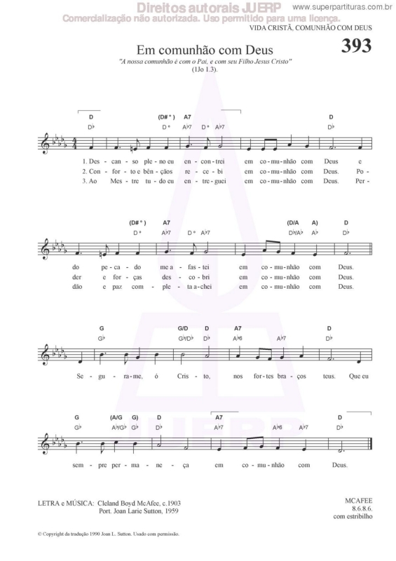 Partitura da música Em Comunhão Com Deus - 393 HCC