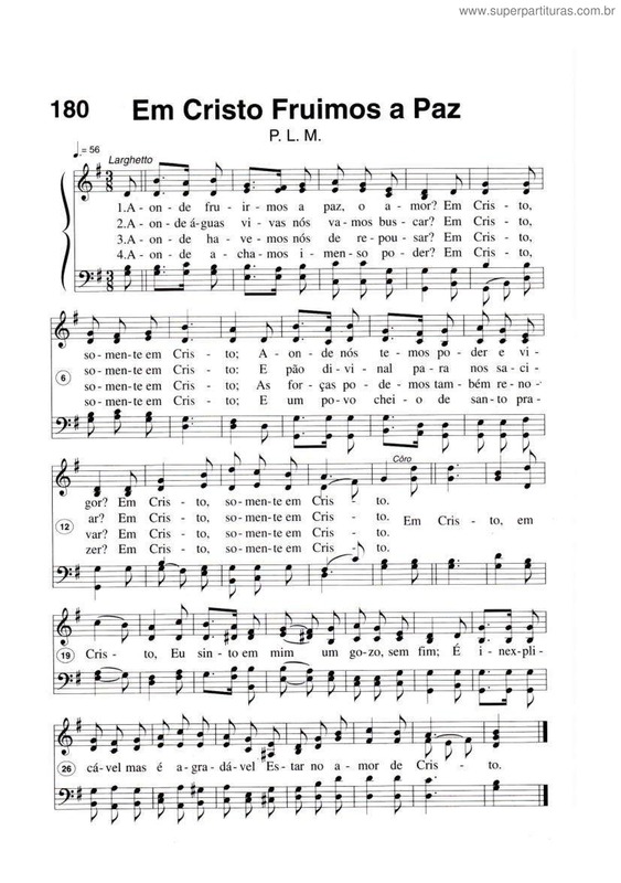 Partitura da música Em Cristo Fruimos A Paz