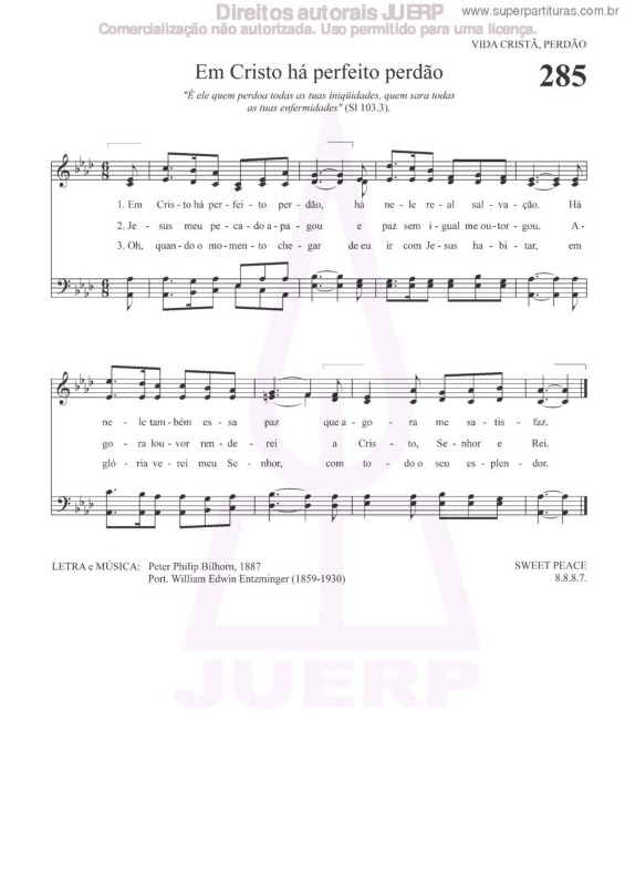 Partitura da música Em Cristo Há Perfeito Perdão - 285 HCC v.2