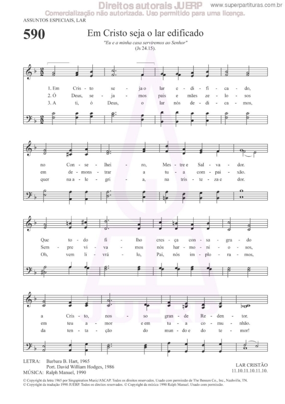 Partitura da música Em Cristo Seja O Lar Edificado - 590 HCC v.2