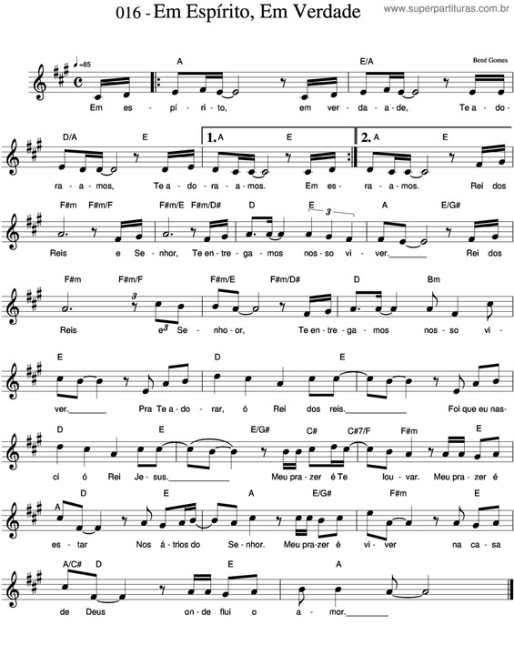 Partitura da música Em Espírito, Em Verdade v.3