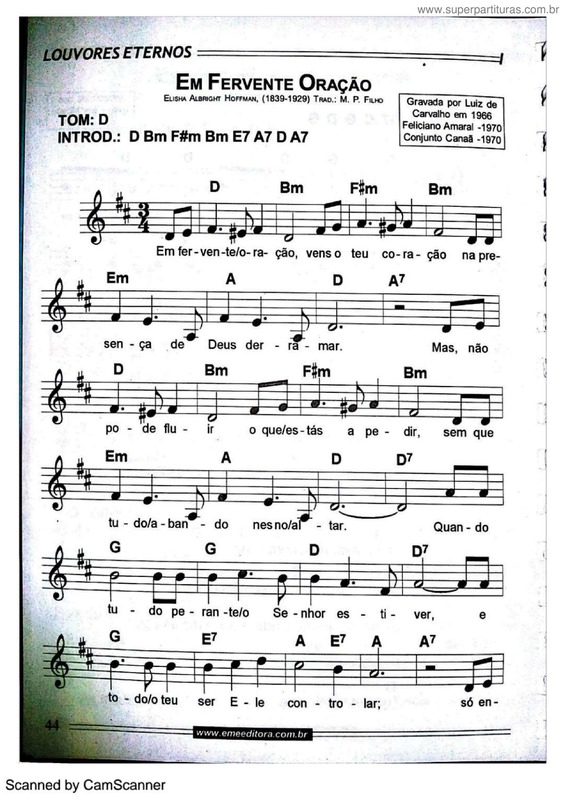 Partitura da música Em Fervente Oração v.4